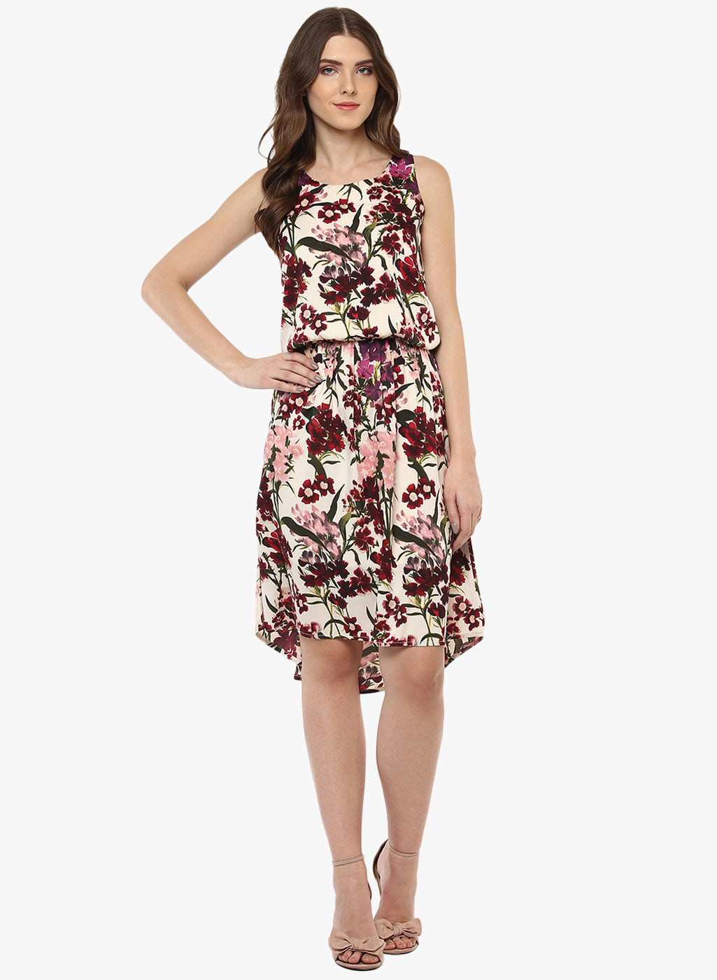 PORSORTE Women's Multicolor Floral Print Dress - www.porsorte.in