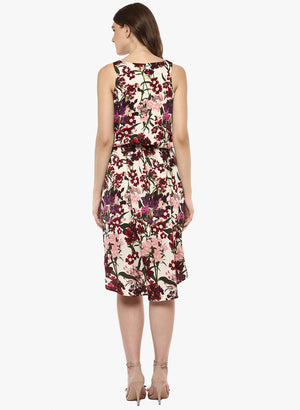 PORSORTE Women's Multicolor Floral Print Dress - www.porsorte.in