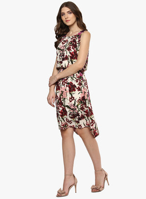 PORSORTE Women's Multicolor Floral Print Dress - www.porsorte.in