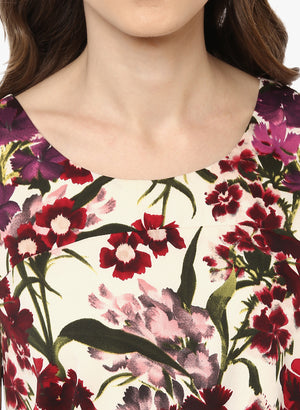 PORSORTE Women's Multicolor Floral Print Dress - www.porsorte.in