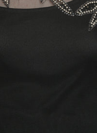 PORSORTE Women's Black Polyester hand Embroidery Beaded Dress - www.porsorte.in