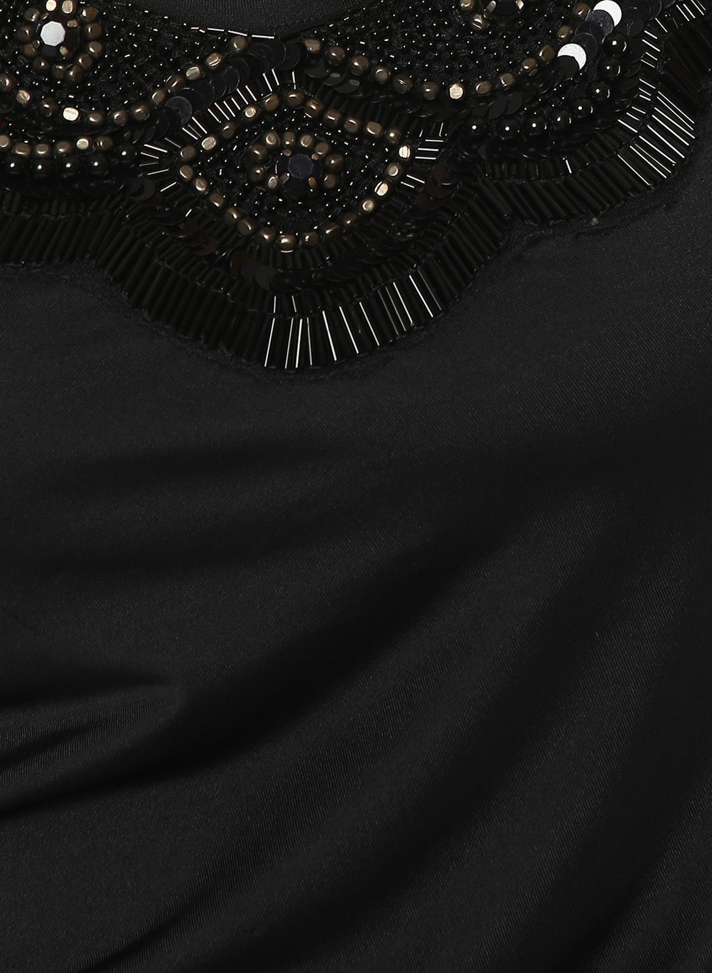 PORSORTE Women's Polyester Black Neck Embroidered Dress - www.porsorte.in