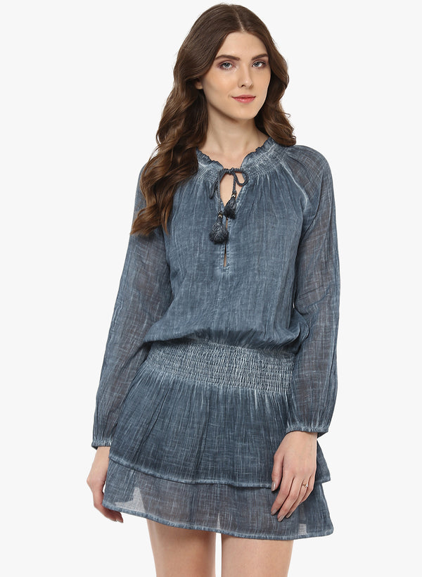 Porsorte Washed Cotton Club Denim Look Dress - www.porsorte.in
