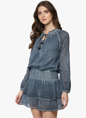 Porsorte Washed Cotton Club Denim Look Dress - www.porsorte.in
