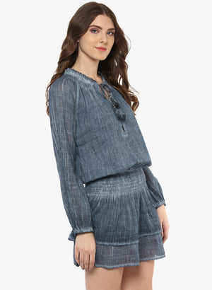 Porsorte Washed Cotton Club Denim Look Dress - www.porsorte.in