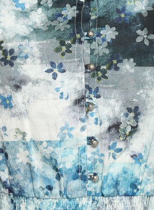 Porsorte Women's Digital Floral Print Blue Cotton Voile Casual Shift Dress - www.porsorte.in