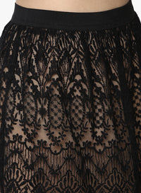 PORSORTE Women's Black Lacy Skirt - www.porsorte.in