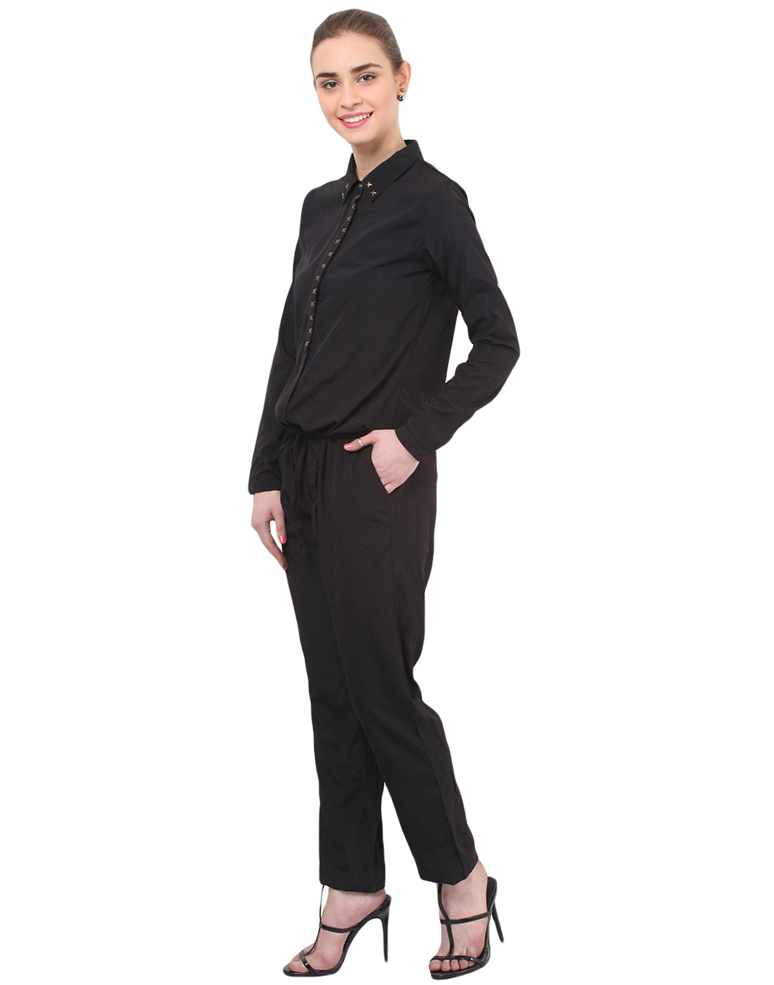 PORSORTE Jumpsuit with metal hot fix details - www.porsorte.in